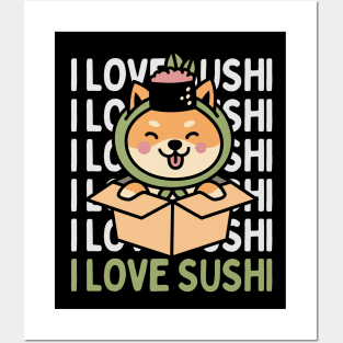 I love Sushi Cute Kawaii Sushi Animal Life is better eating sushi ramen Chinese food addict Posters and Art